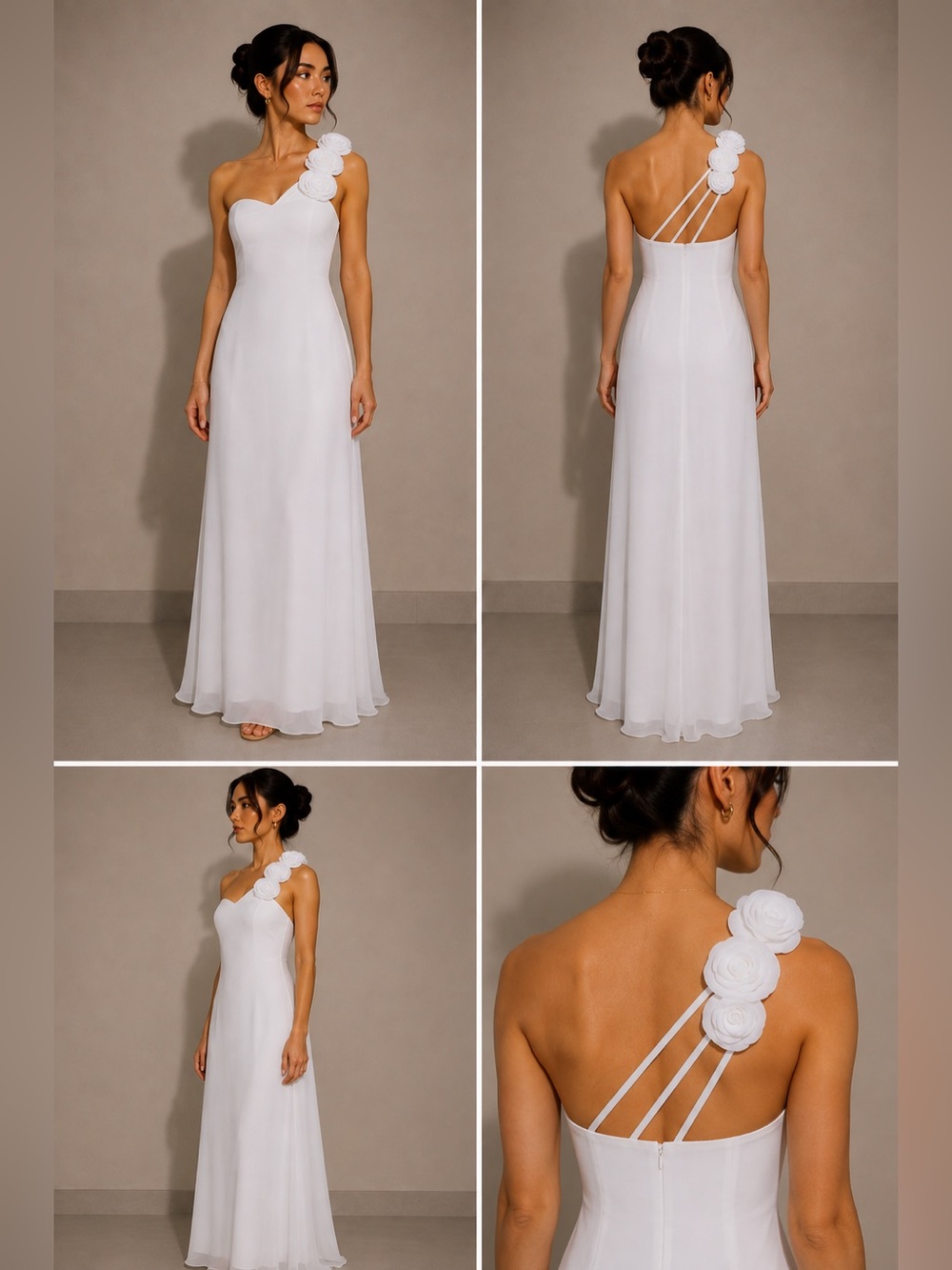 NWT| Bridal Beach One-Shoulder Floral Strap Gown - Picture 1 of 6